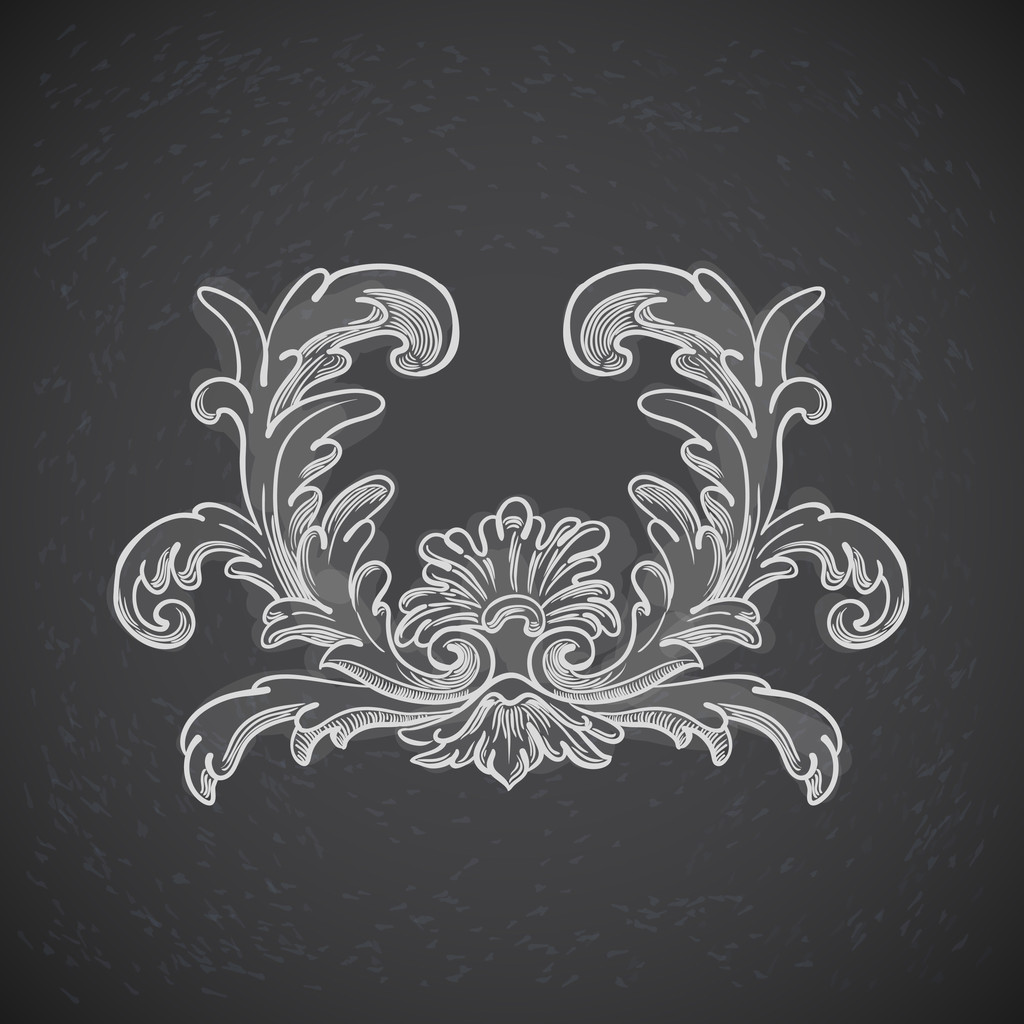 Kara tahta üzerinde Barok çiçek tasarım - Vektör, Görsel