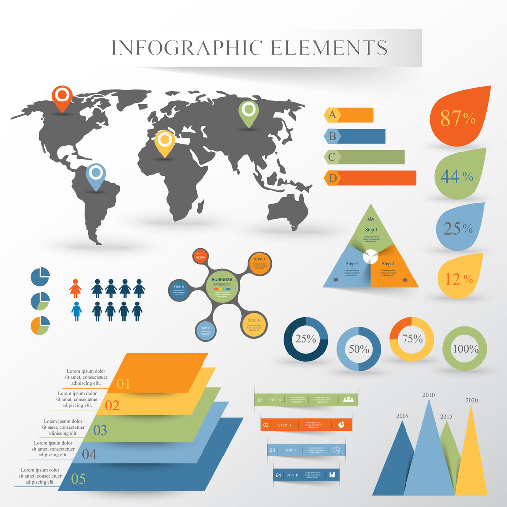 Vektor-Set von Infografik-Elementen - Vektor, Bild