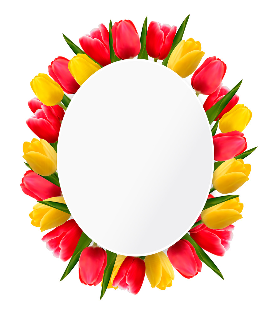 Fondo colorido de flores de tulipán. Feliz día de las madres. Vector enfermo
 - Vector, imagen