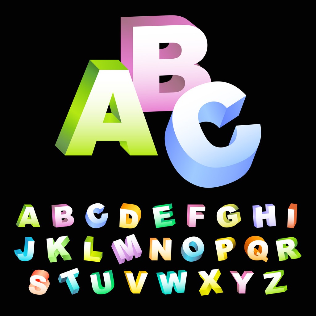 Colored 3d alphabet. - Vector, Image