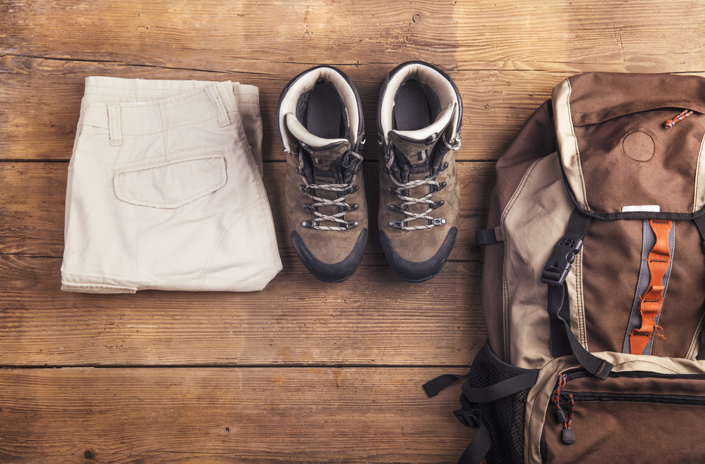 Equipment for hiking on floor - Photo, Image