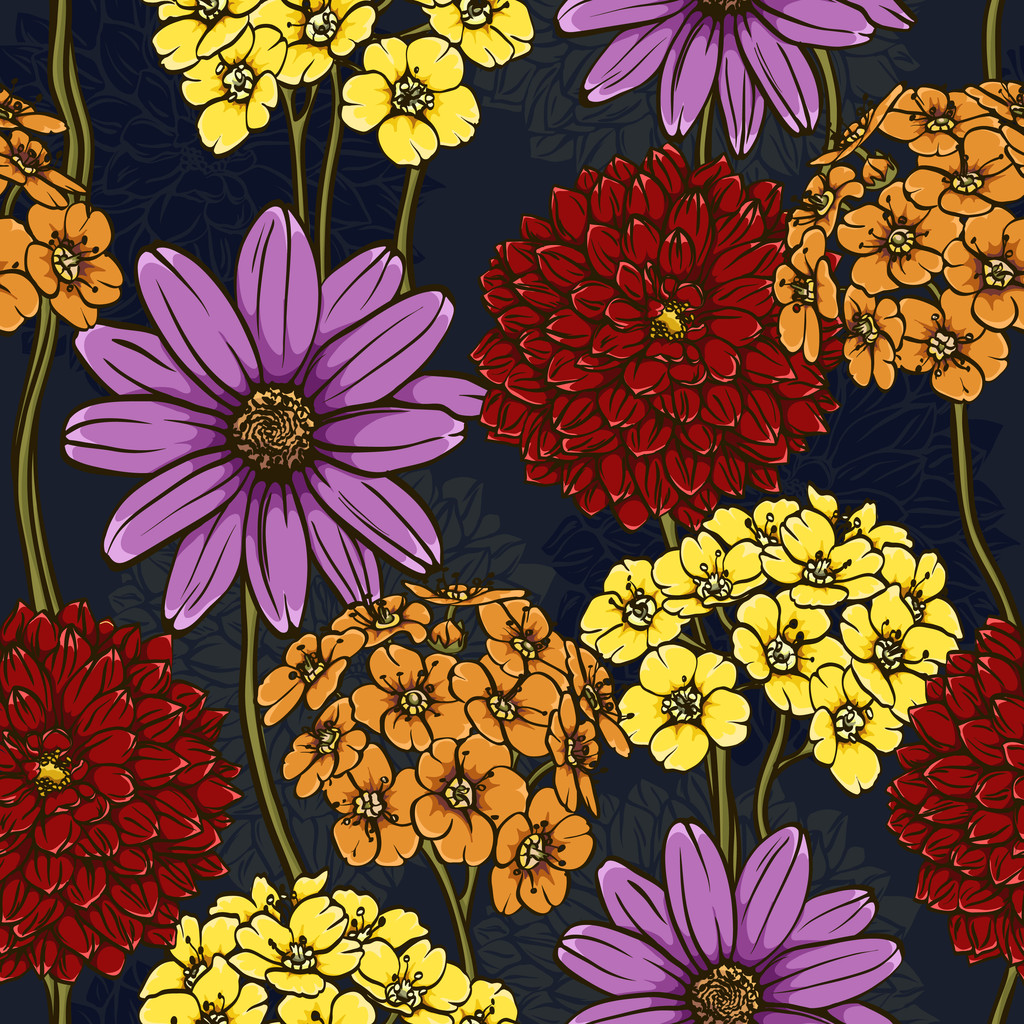 Floral repeating wallpaper - Vector, Image