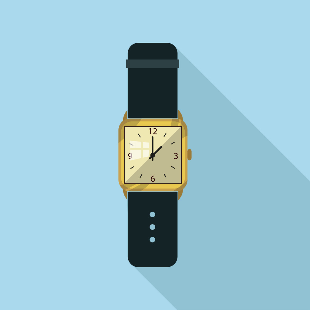 flache Ikone der Armbanduhr - Vektor, Bild
