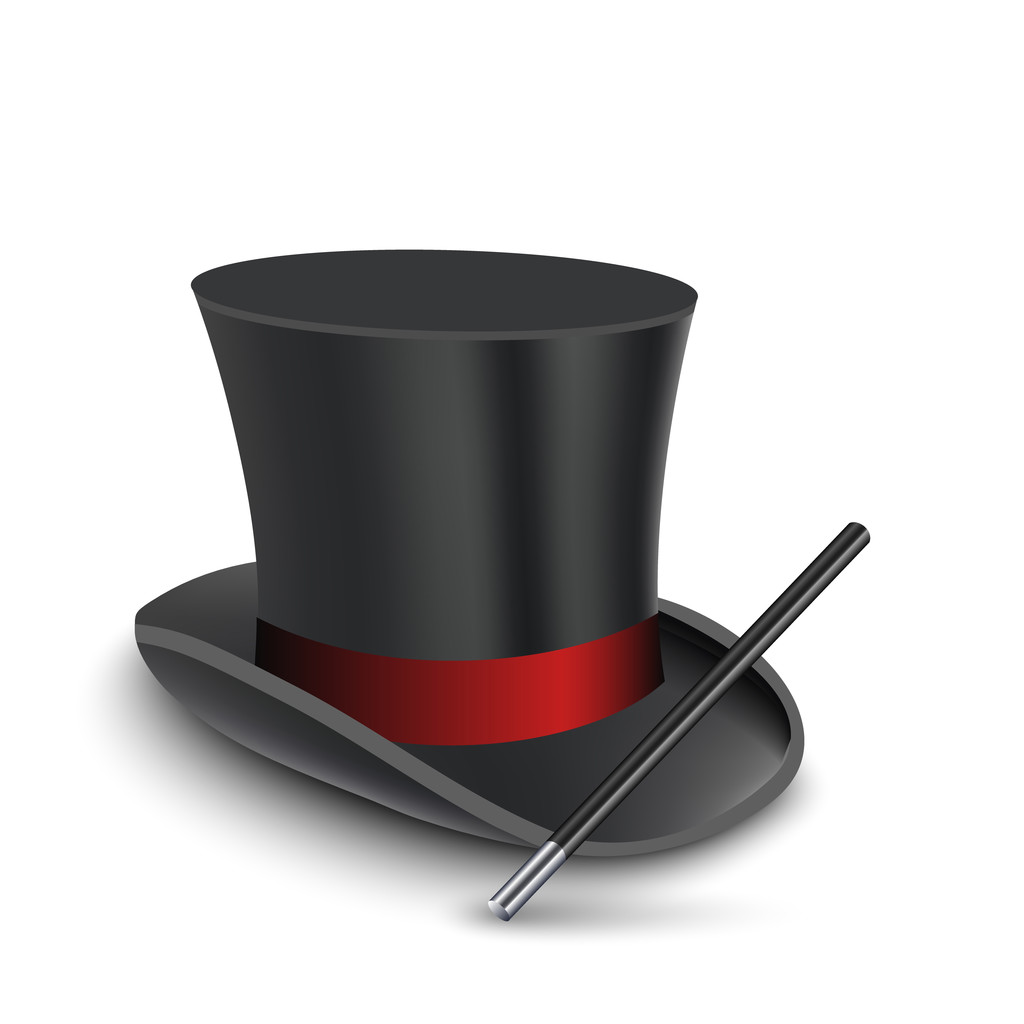 Chapeau Magicien Top avec bâton
 - Vecteur, image