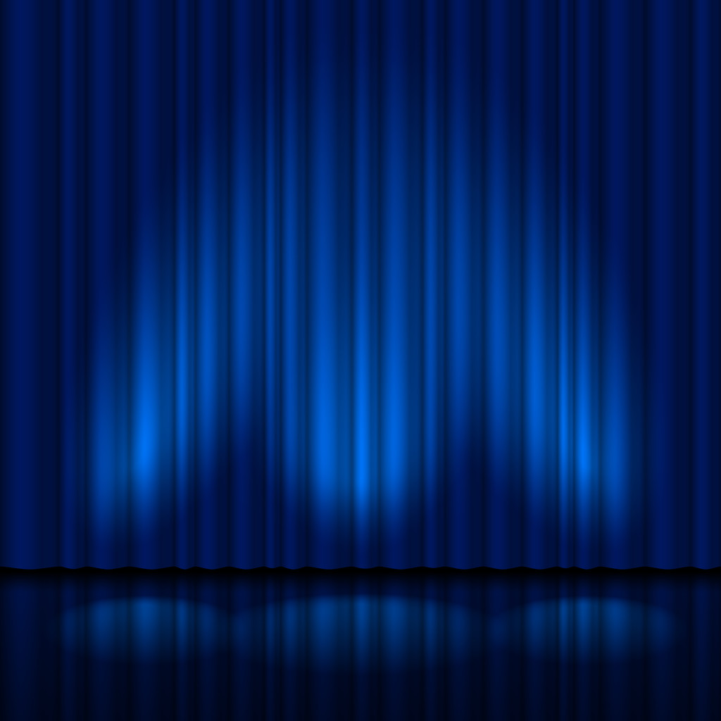 Realistic blue curtain - Vector, Image