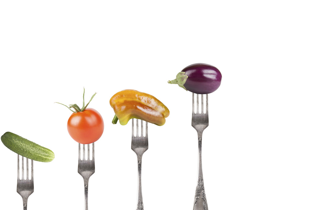 raccolta di forchette con verdure isolate su un backgrou bianco
 - Foto, immagini