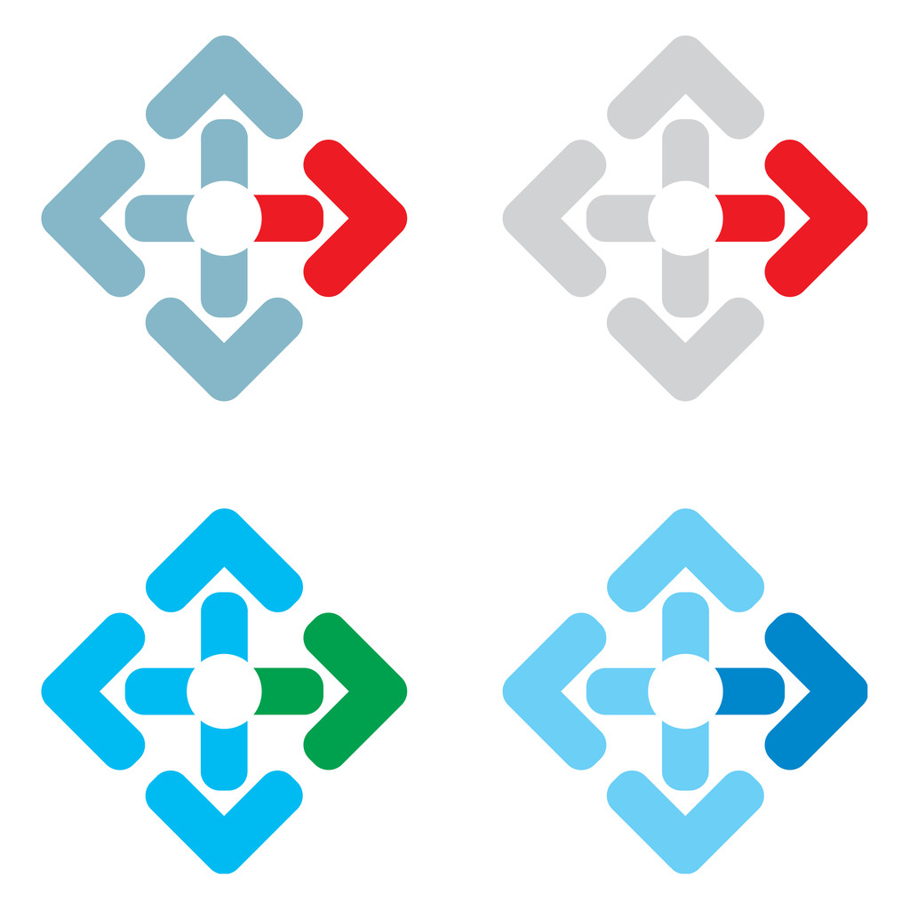 Flechas en diferentes colores con fondo blanco
 - Vector, Imagen