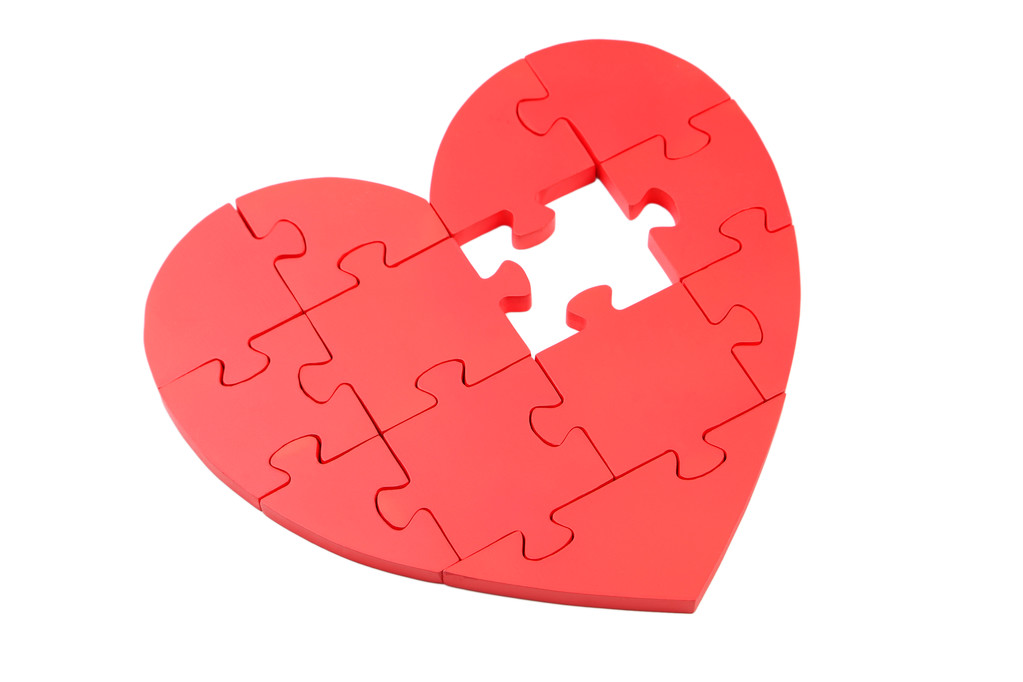 puzzle czerwony serca - Zdjęcie, obraz