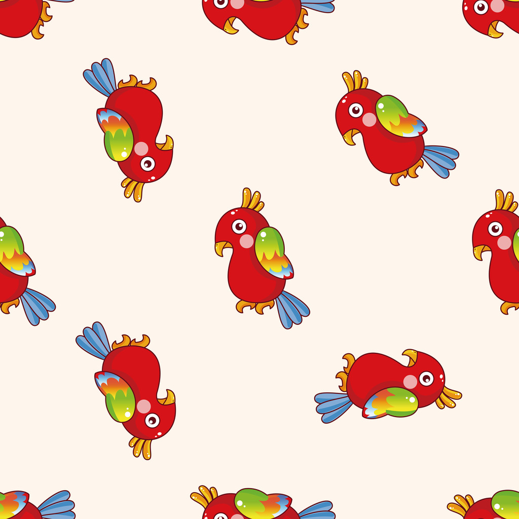 bird parrot cartoon , cartoon seamless pattern background - Vector, Image
