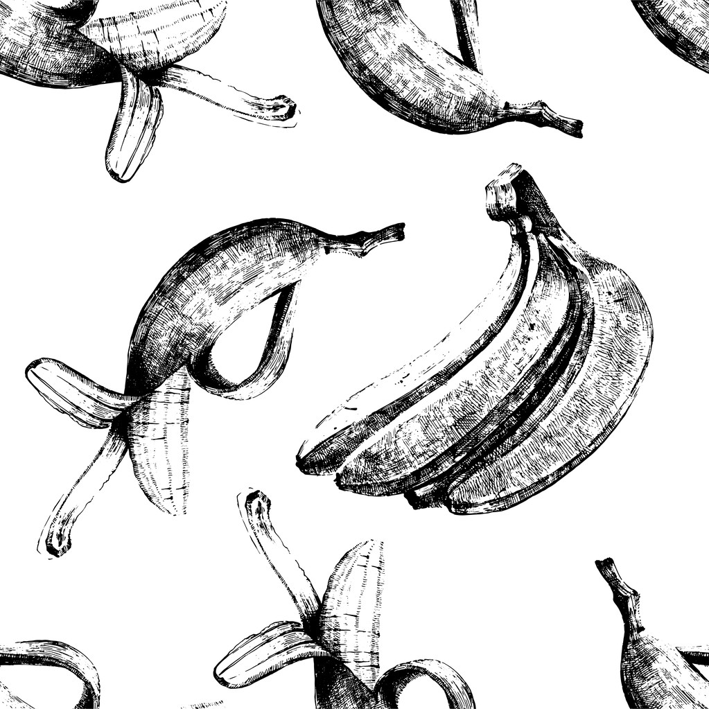 Hand getrokken bananen naadloze - Vector, afbeelding