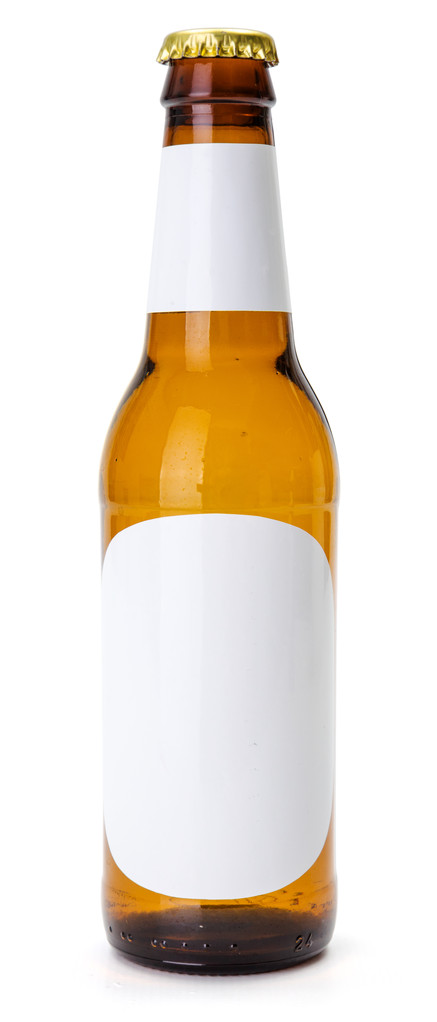 Kahverengi bira şişesi ile beyaz boş etiket - Fotoğraf, Görsel