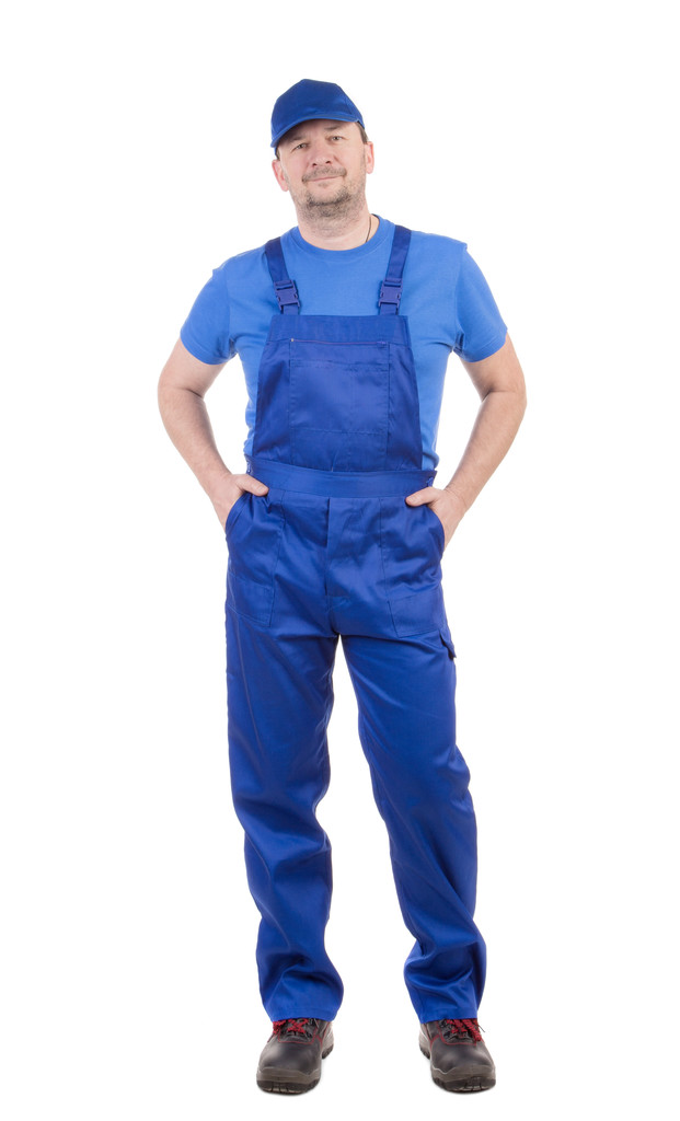 Travailleur en salopette bleue
 - Photo, image