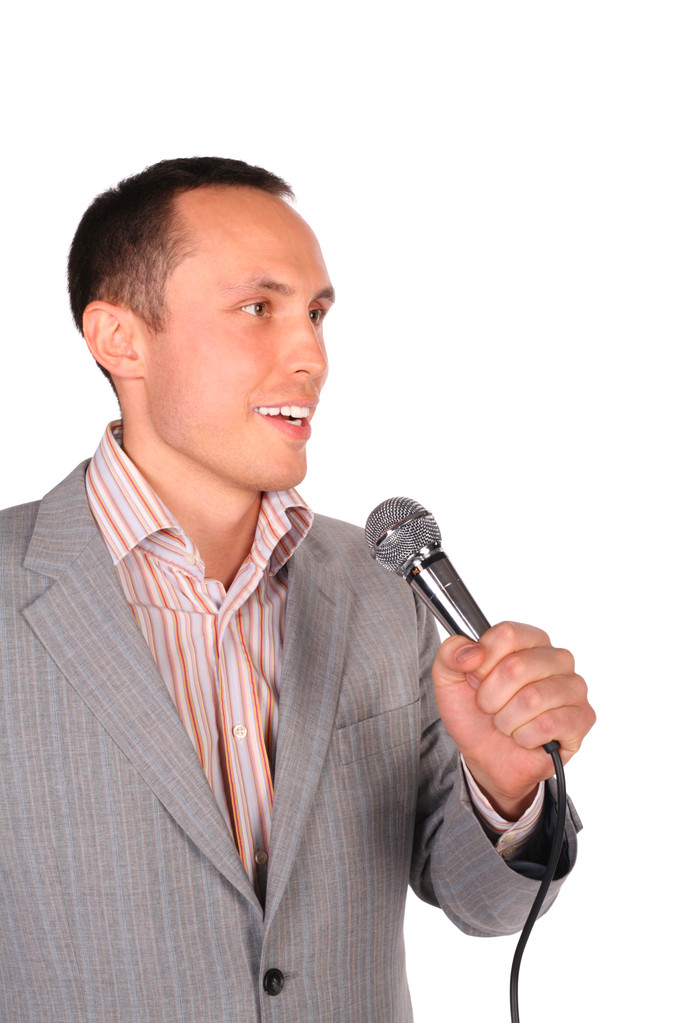 mladý muž s mikrofonem - Fotografie, Obrázek