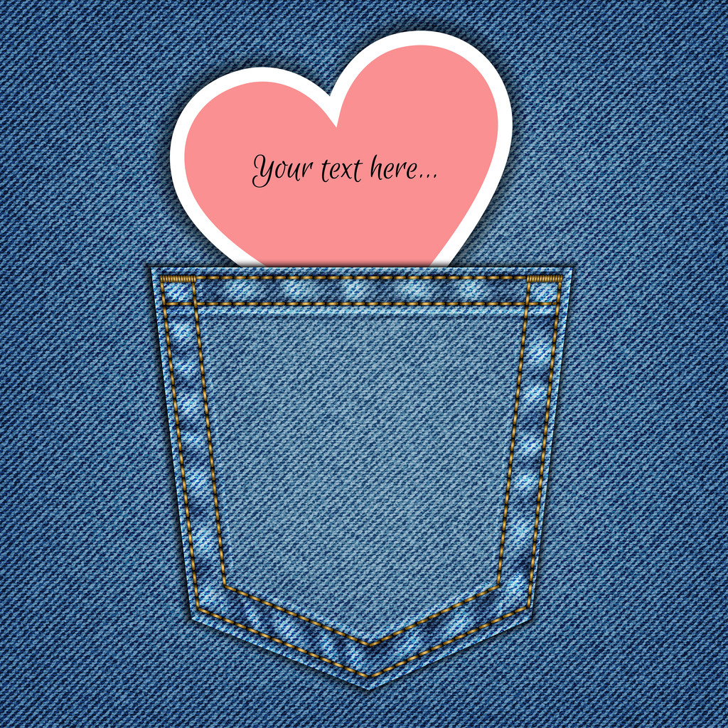 джинсова кишеня і серце
 - Вектор, зображення