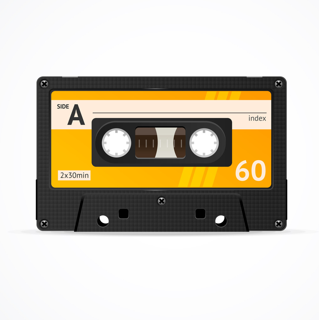 Vector Orange Cassette Tape isolated - Vector, Image
