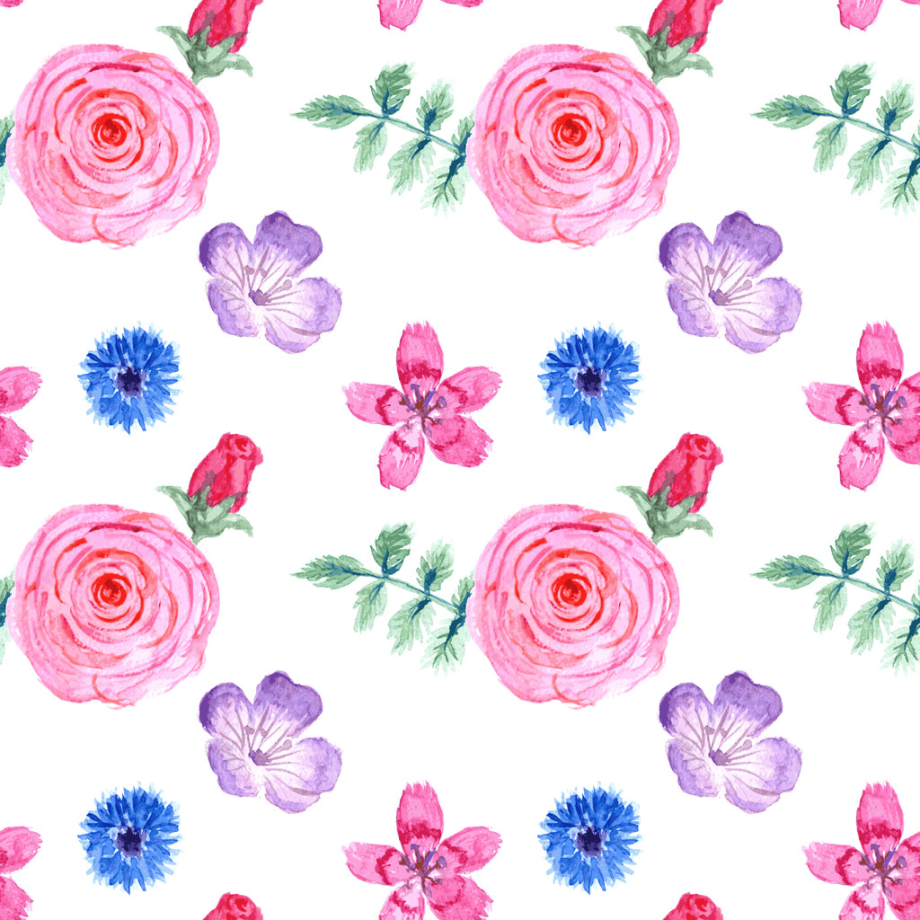 Акварельные цветы в винтажном стиле
 - Вектор,изображение