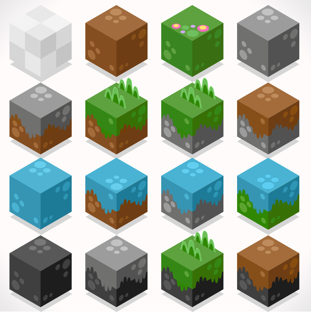 Textured Cubes Mine Elements Builder Craft Kit - Διάνυσμα, εικόνα