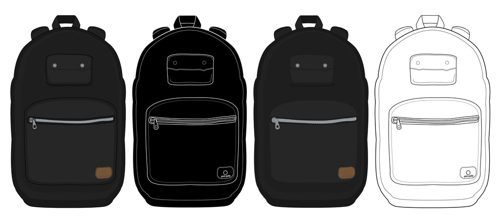 Negro mochila urbana conjunto
 - Vector, imagen