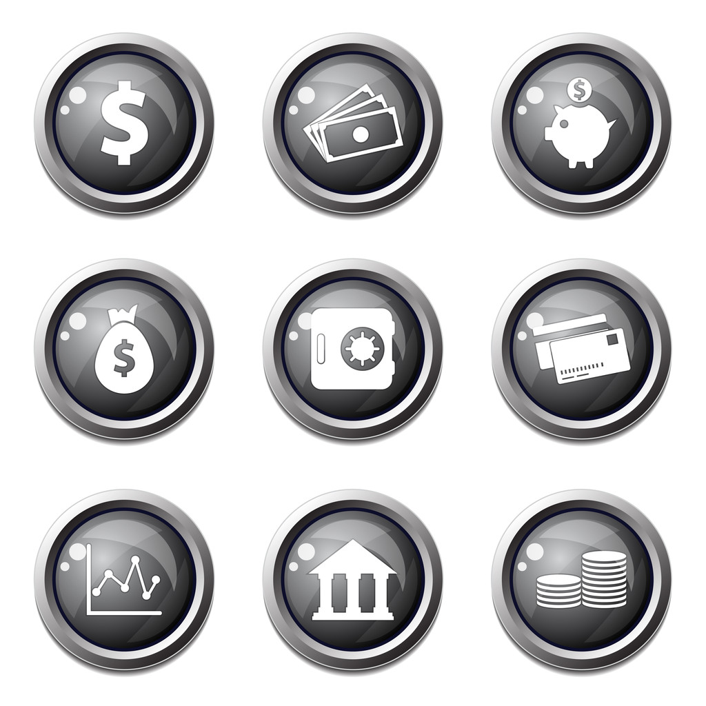 Conjunto de ícones bancários financeiros
 - Vetor, Imagem