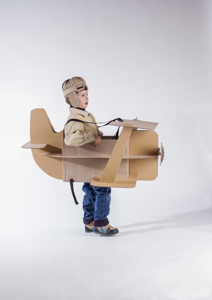 Boy and biplane. - Photo, Image