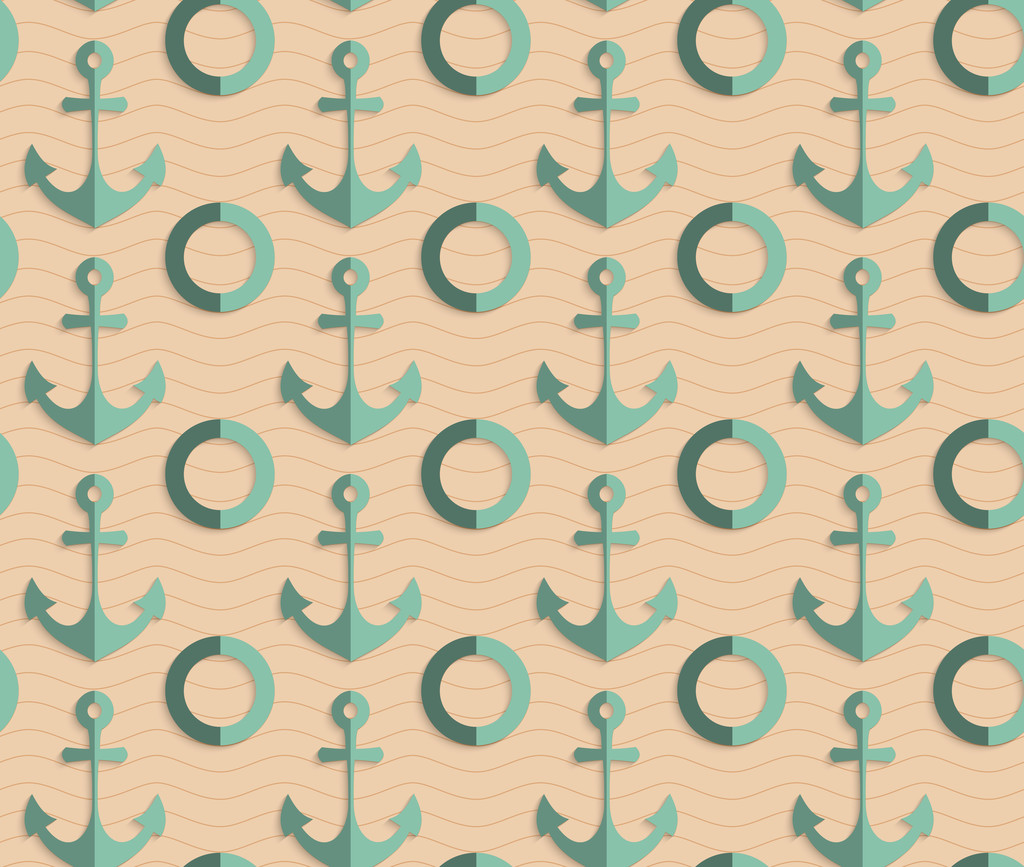 Retro fold sea green anchors - ベクター画像