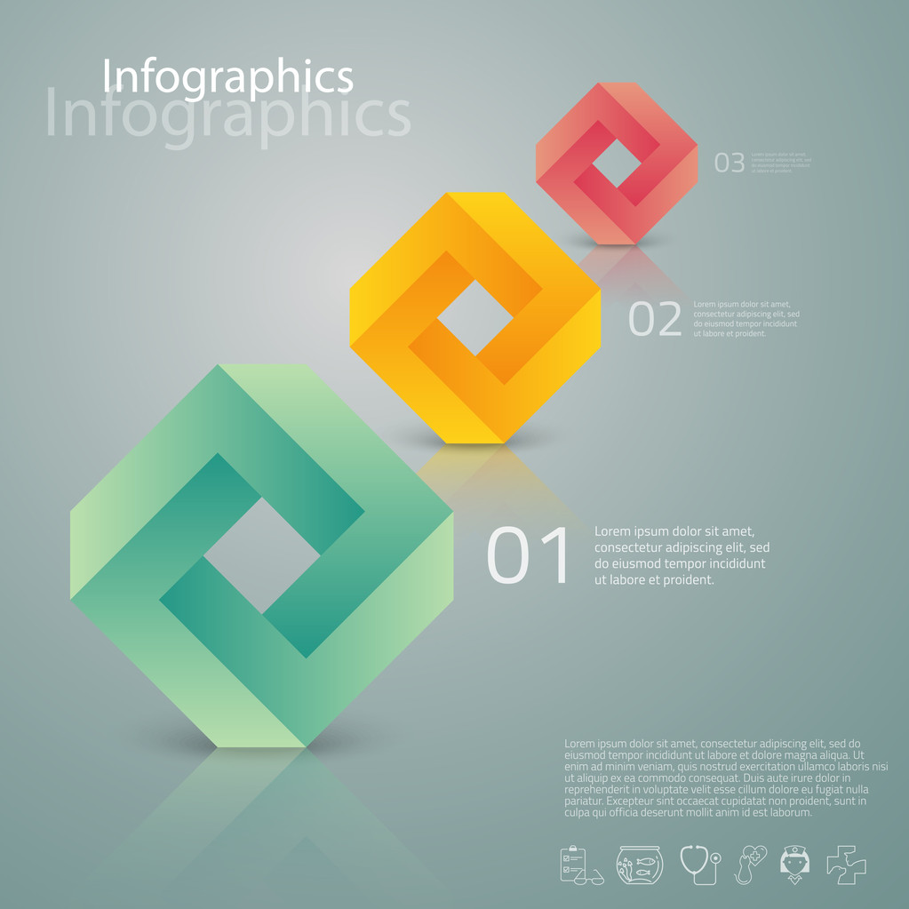 Info-Grafiken mit geometrischen Elementen und Symbolen - Vektor, Bild