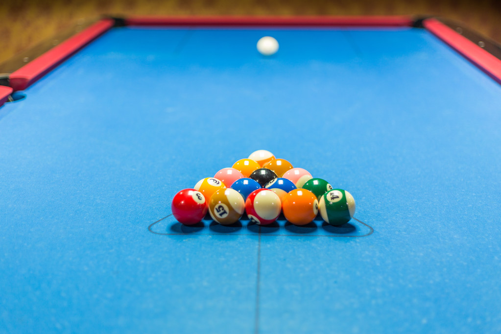 Balls racked on pool table - Fotó, kép