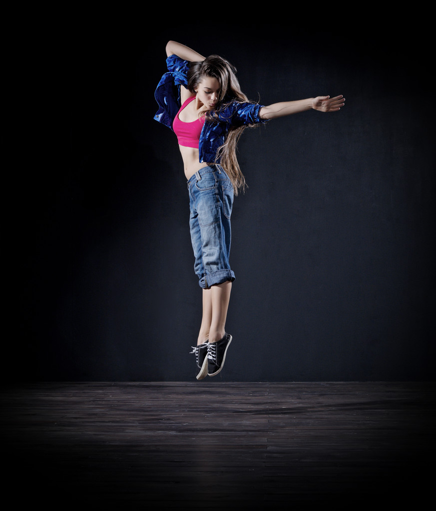 Σύγχρονη χορεύτρια κορίτσι (σκούρο ver) - Φωτογραφία, εικόνα