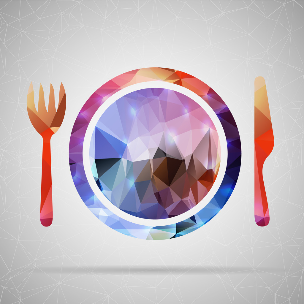 Abstract Creative concept vector icon of plate with knife and fork for Web and Mobile Applications isolated on background. Vector illustration template design, Business infographic and social media. - Διάνυσμα, εικόνα