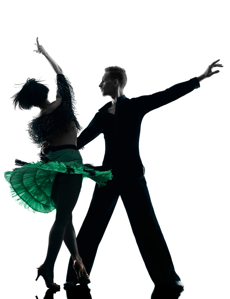 elegante pareja bailarines bailando silueta
 - Foto, Imagen