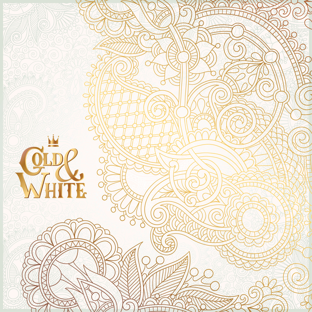elegant floral ornamental background with inscription Gold and W - Vector, Image
