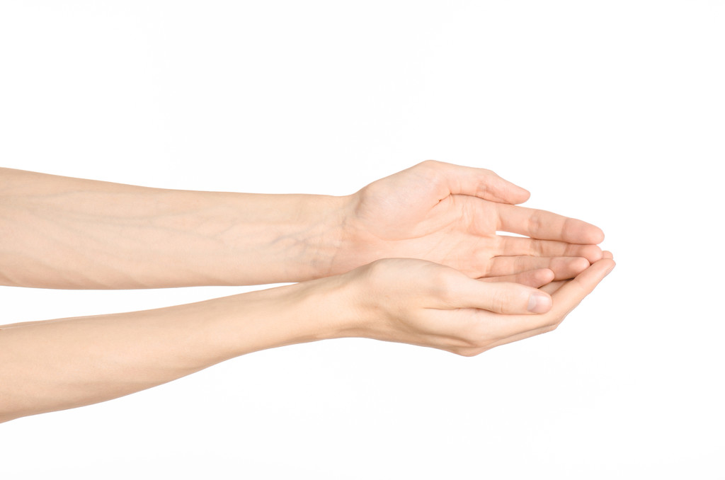Ruční gesta téma: lidská ruka ukazuje gesta izolovaných na bílém pozadí v studio - Fotografie, Obrázek