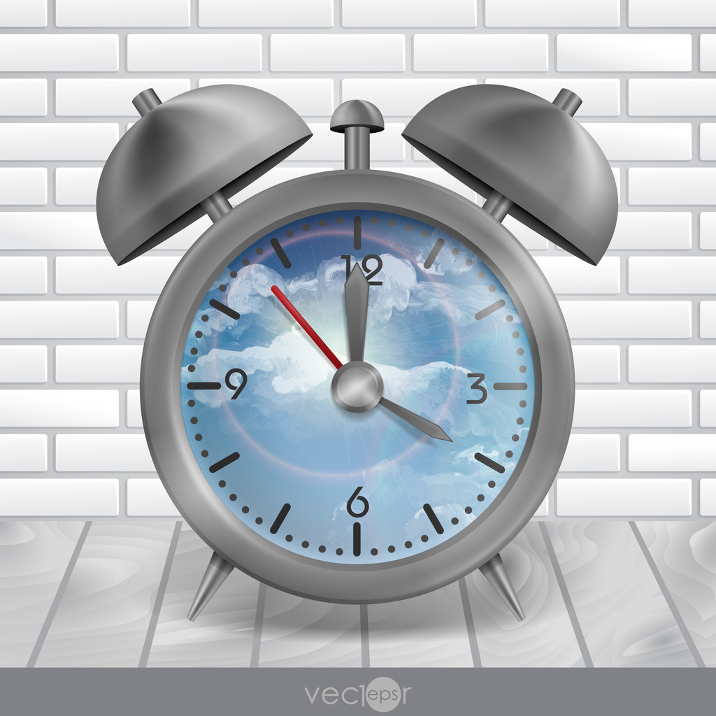 Metal Classic Style Alarm Clock - Vector, Image