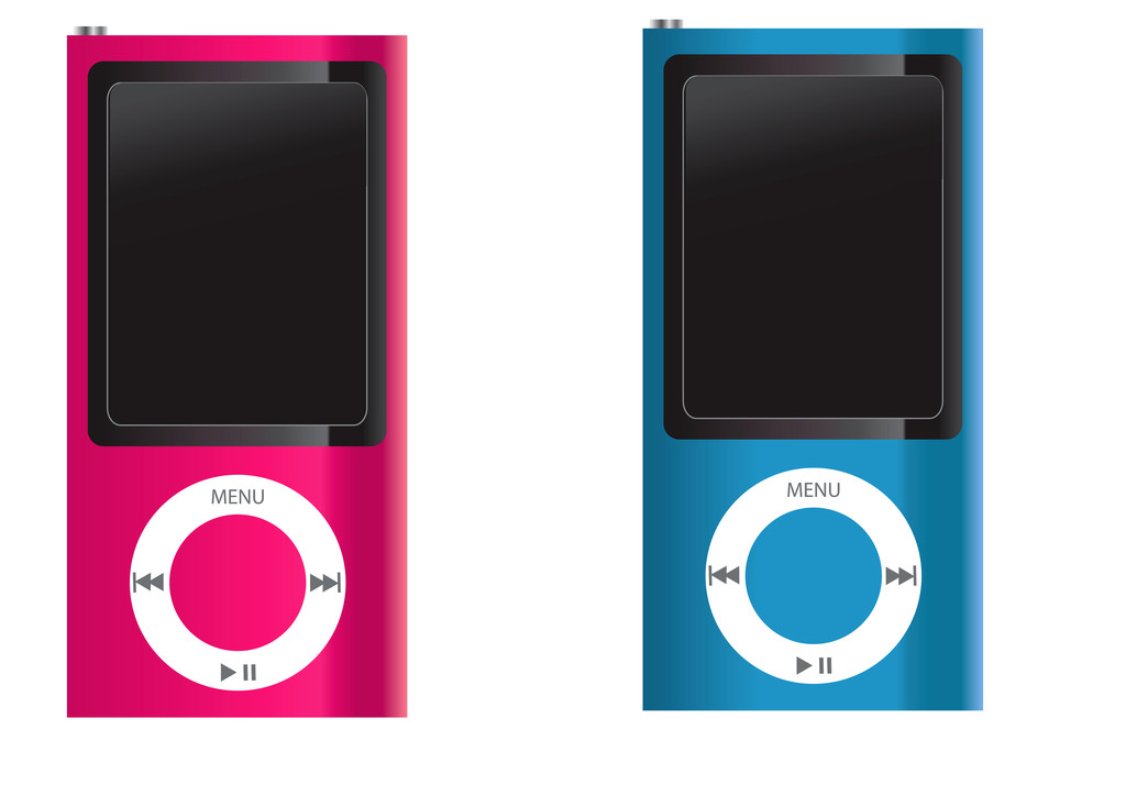 Vektor blauer und pinkfarbener mp3-Player - Vektor, Bild