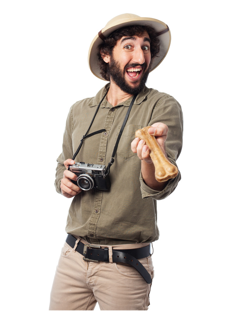 crazy explorer man with bone - Photo, Image