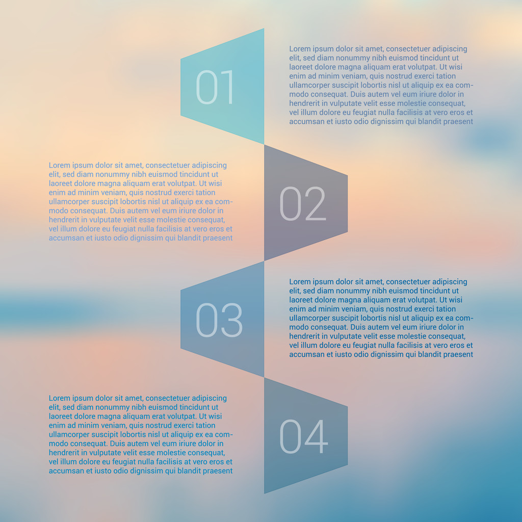 Set of infographic template layouts. Flow chart secuence numbered banner design on blue background - Wektor, obraz