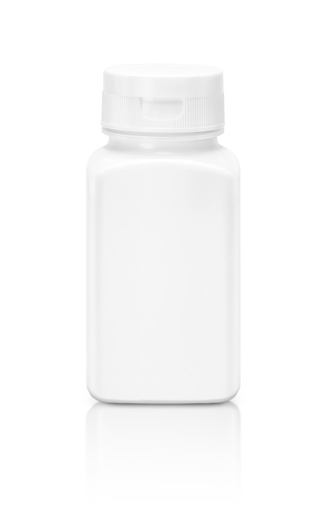 botella de producto de suplemento de embalaje en blanco aislado sobre fondo blanco
 - Foto, Imagen