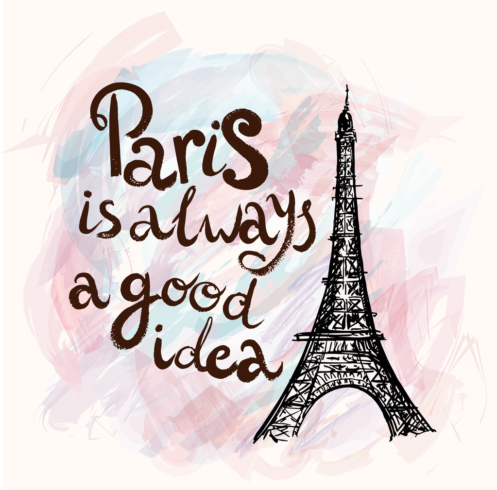 illustration with Eiffel tower, Paris - Vector, Image