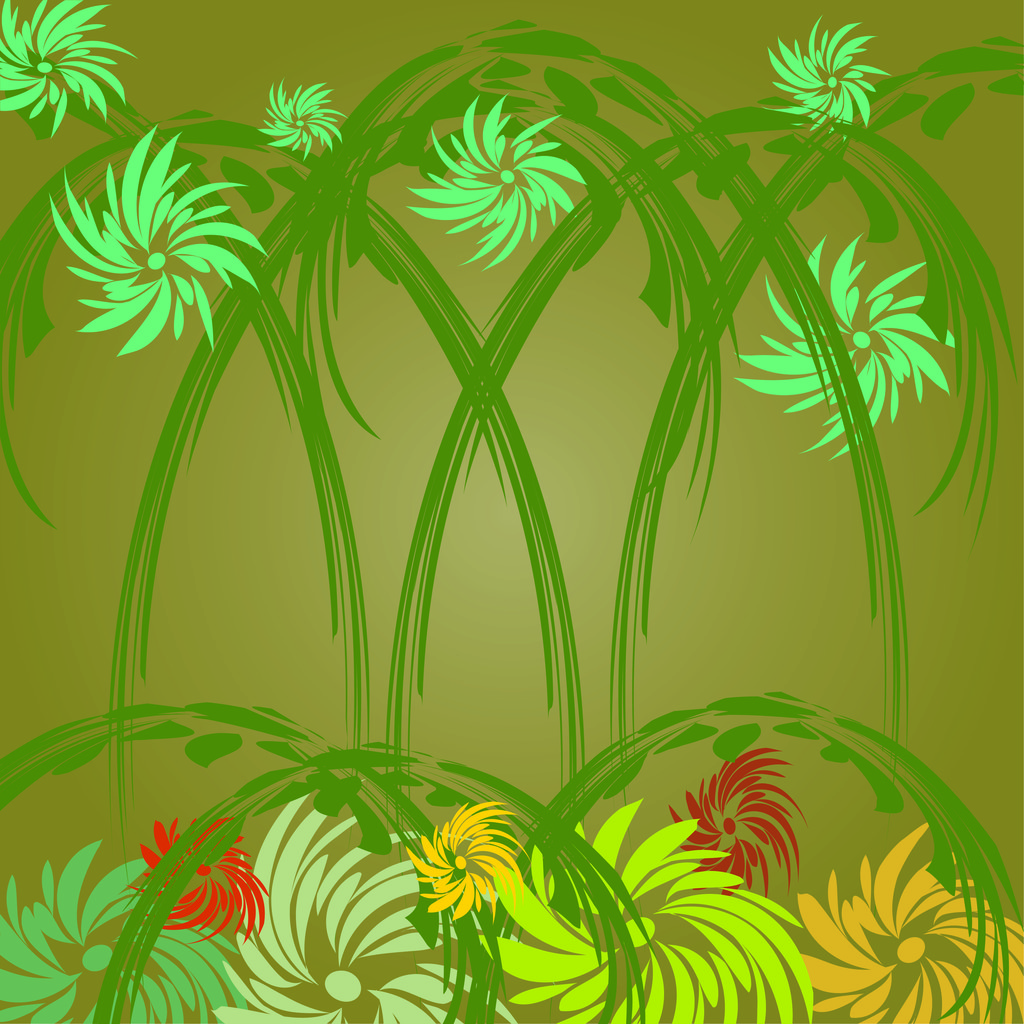 fondo con plantas y flores - Vector, afbeelding