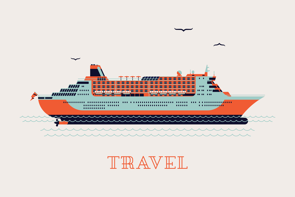 Плакат "Путешествие" - лайнер
 - Вектор,изображение