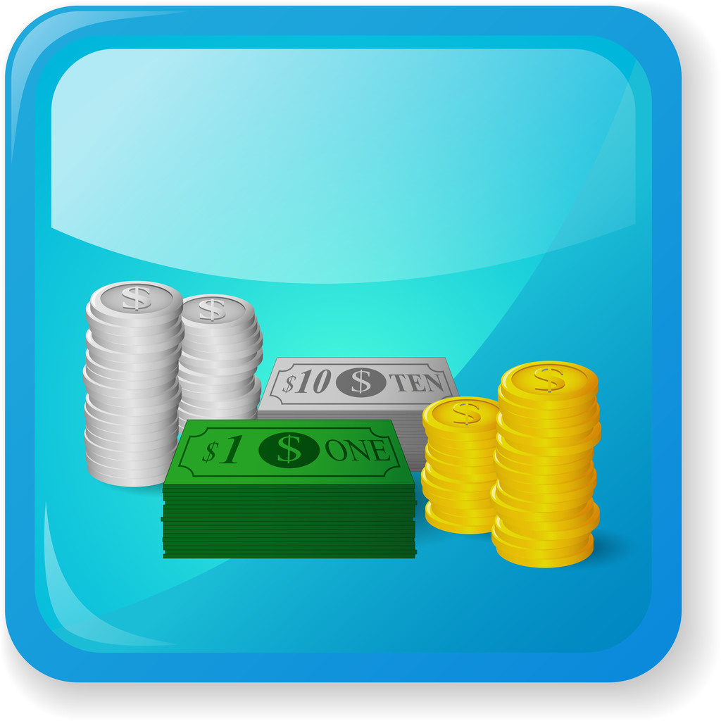 Dolar banknotów i monet ikona - Zdjęcie, obraz