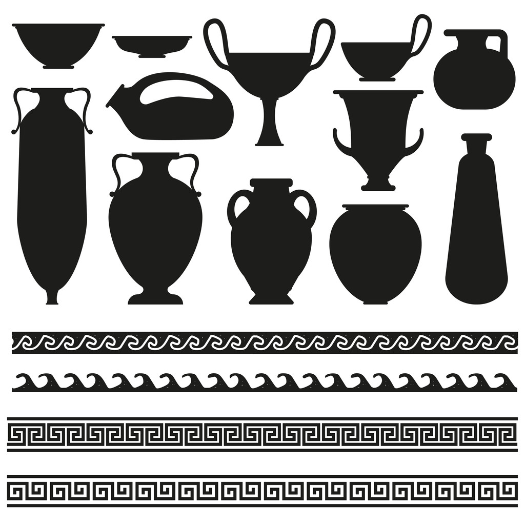 あなたのデザインのためギリシャの幾何学的な飾りと古代の花瓶 - ベクター画像