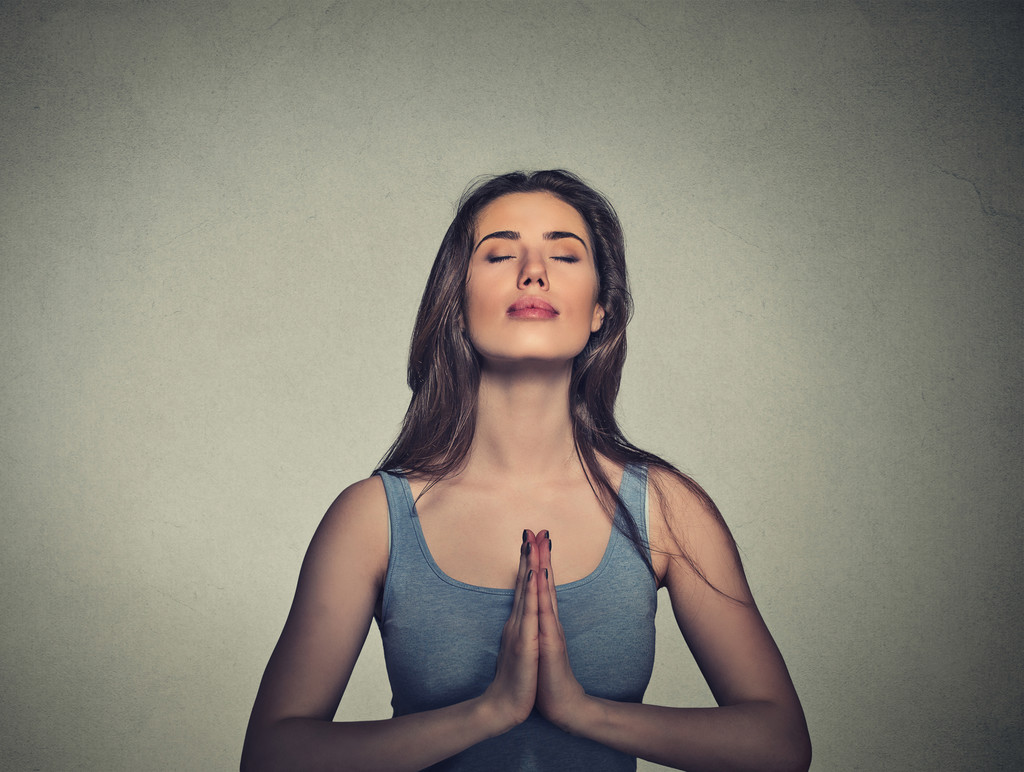 woman meditating with eyes closed - Photo, Image