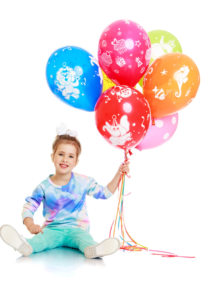 Küçük Kız Balonları Tutuyor - Fotoğraf, Görsel