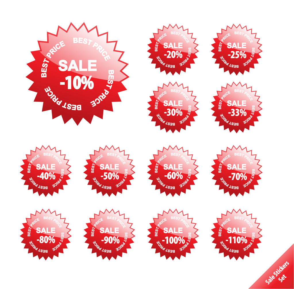 Collection of glossy marketing elements. Vector discount labels. - Vector, Image
