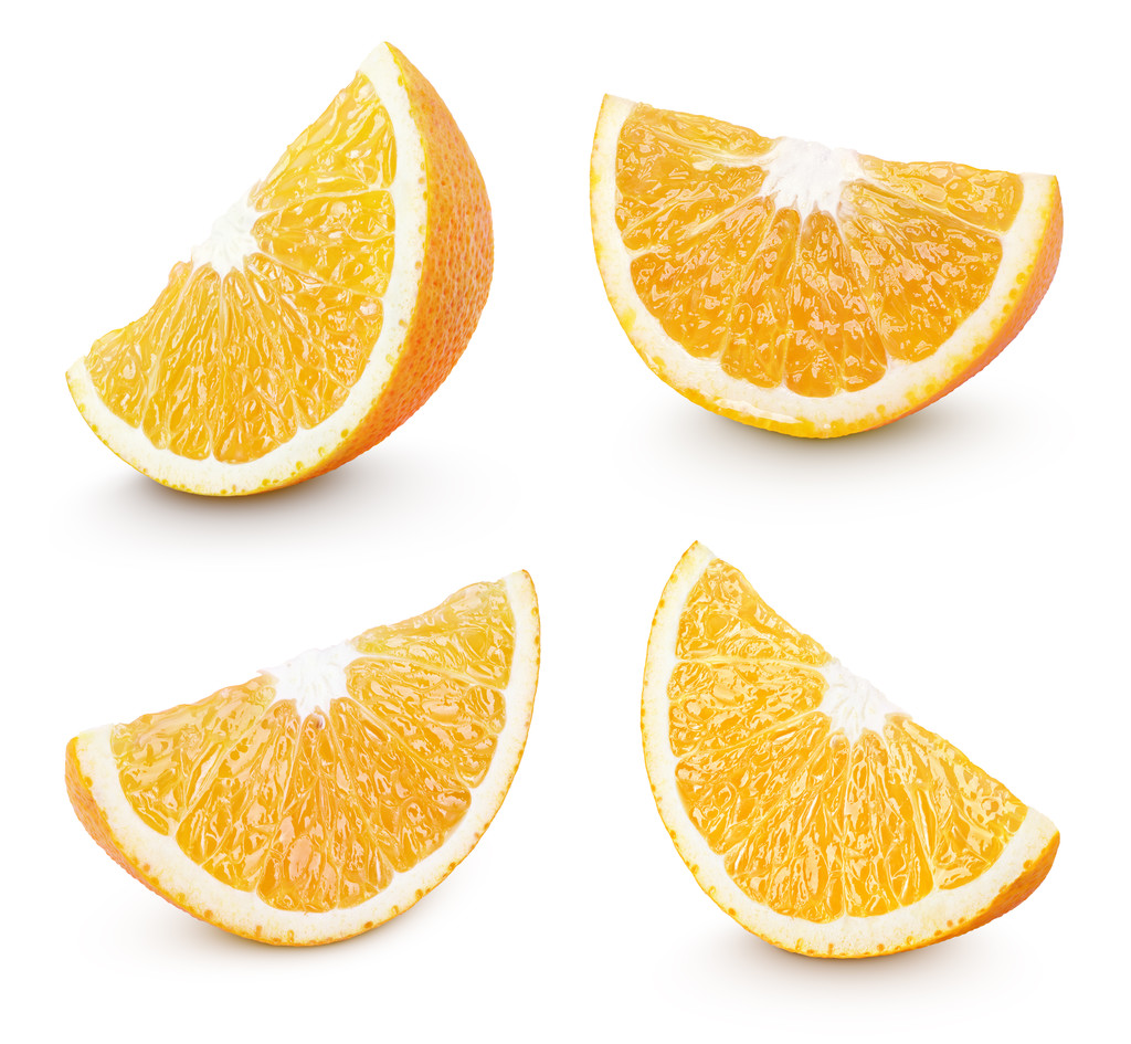 Fatia de frutas cítricas laranja em branco
 - Foto, Imagem