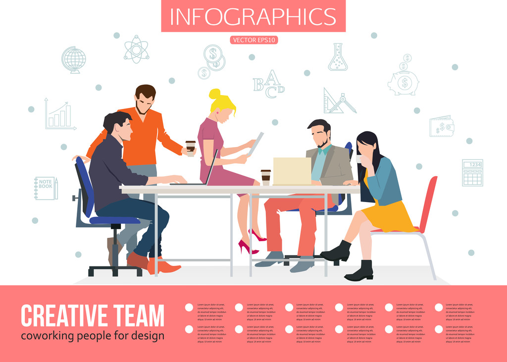 Infografiken des Kreativteams - Vektor, Bild