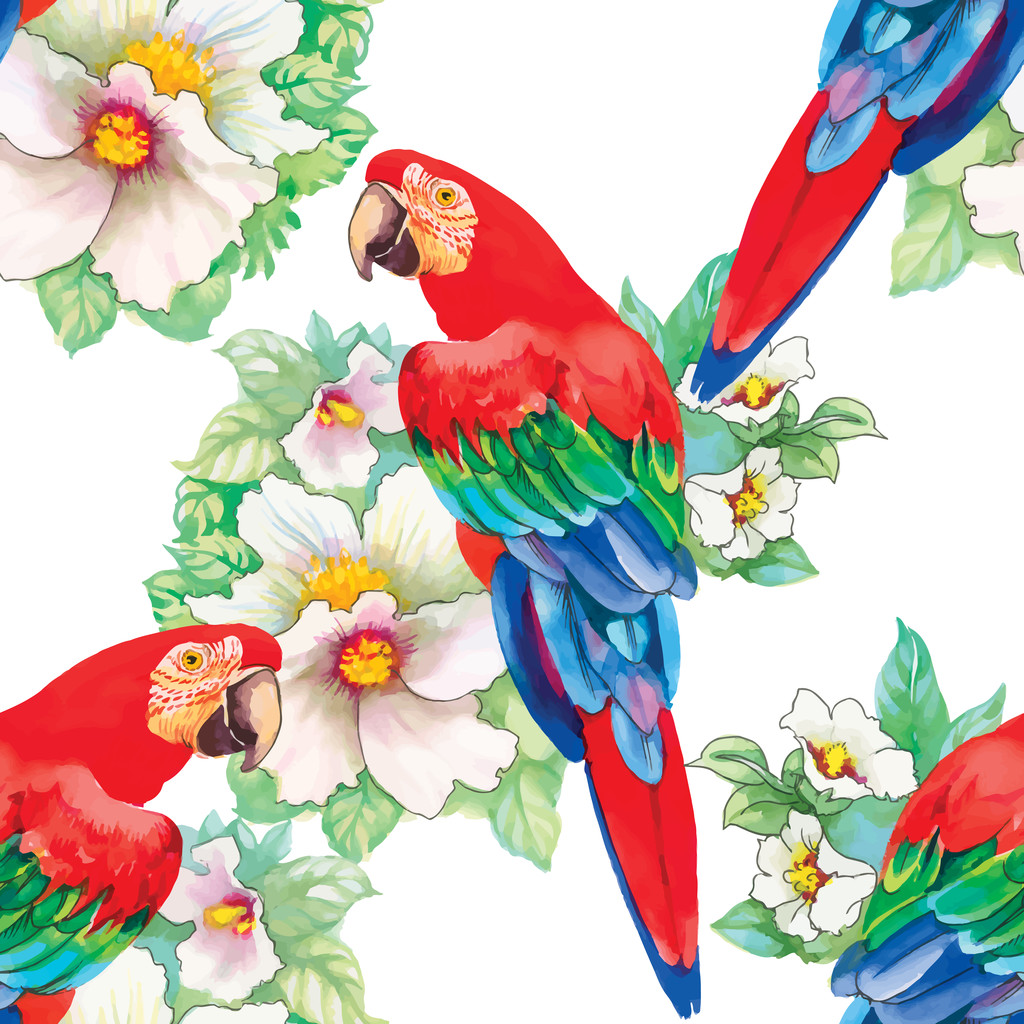 птицы в цветущем саду
 - Вектор,изображение