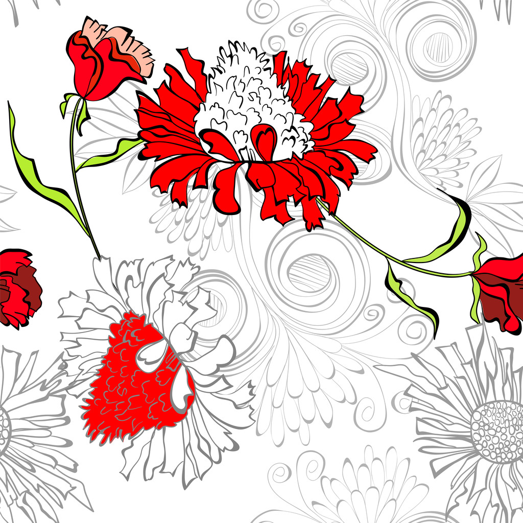 Patrón sin costura con flores - Vector, Imagen