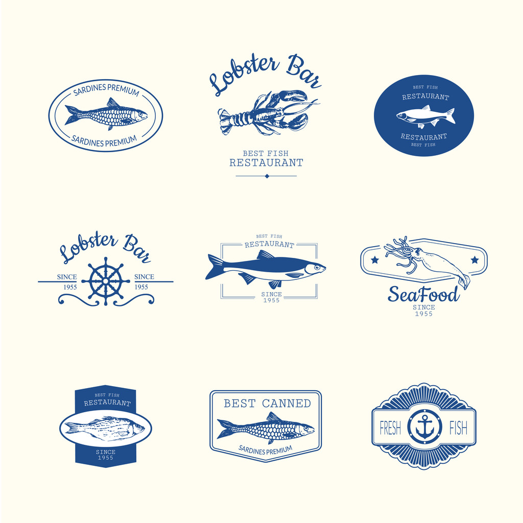 λογότυπο για το εστιατόριο ή ψάρια ψαραγορά - Διάνυσμα, εικόνα